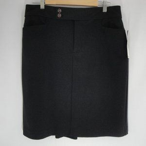 CHAPS Skirt Black Straight 12 Front Pockets Ruffle